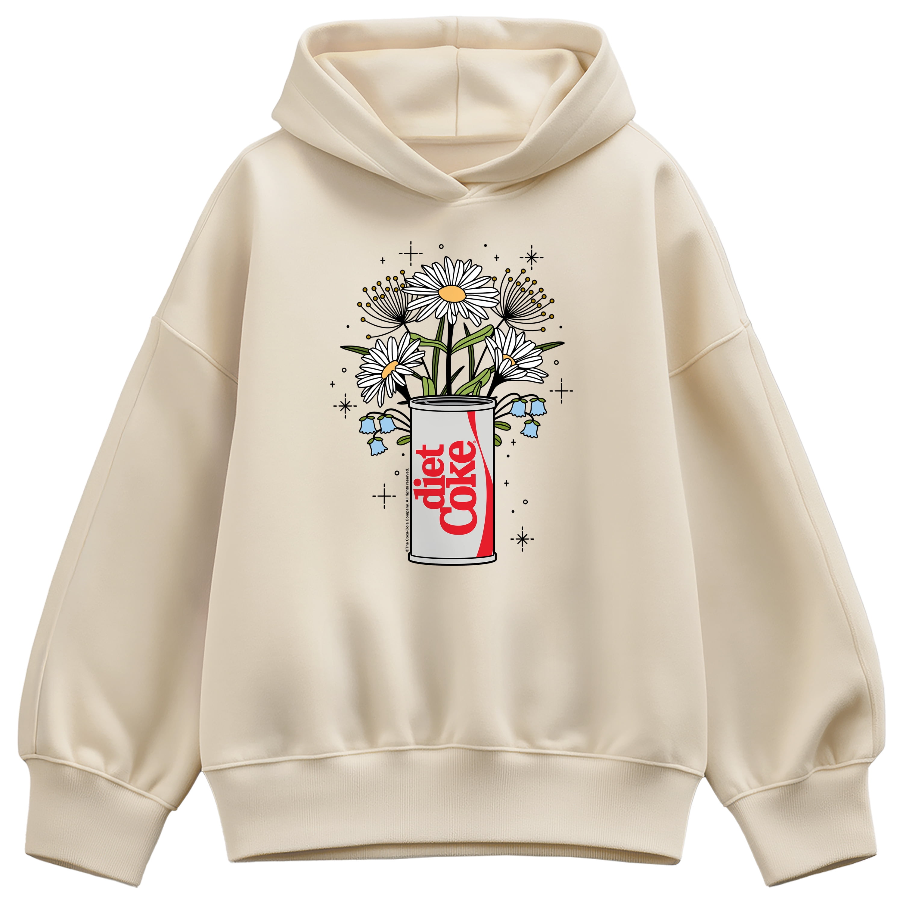 Coca-Cola - Diet Coke Retro Flowers - Ladies Oversized Fleece Hoodie Sweatshirt main image 1
