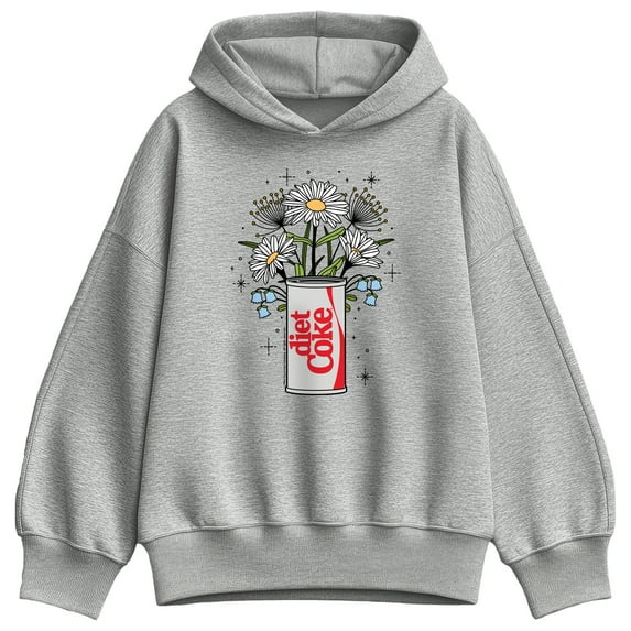 Coca-Cola - Flowers With Coke Can - Ladies Oversized Fleece Hoodie Sweatshirt
