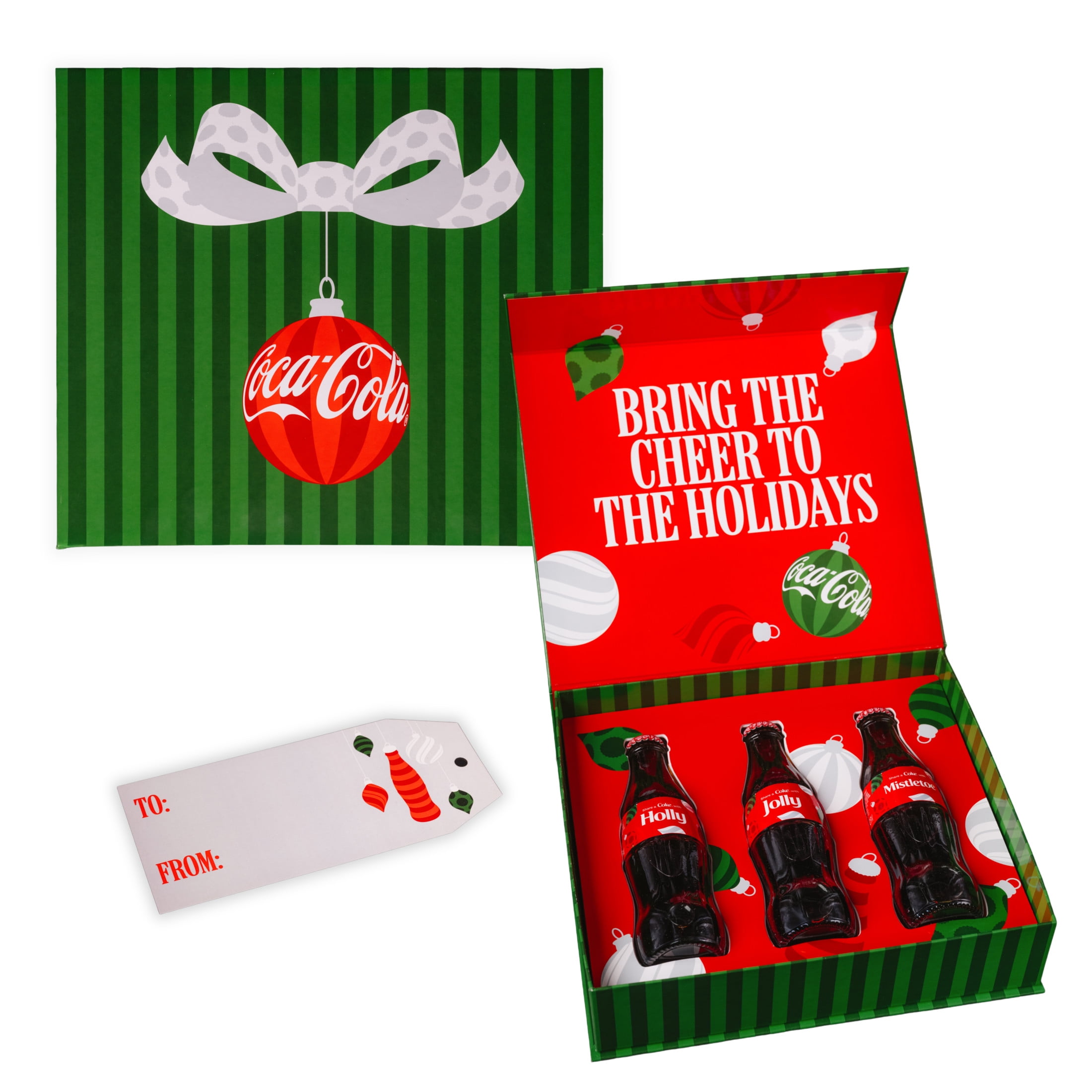 Coca-Cola Holiday Kit Exclusive Glass Bottles, Holly, Jolly, and