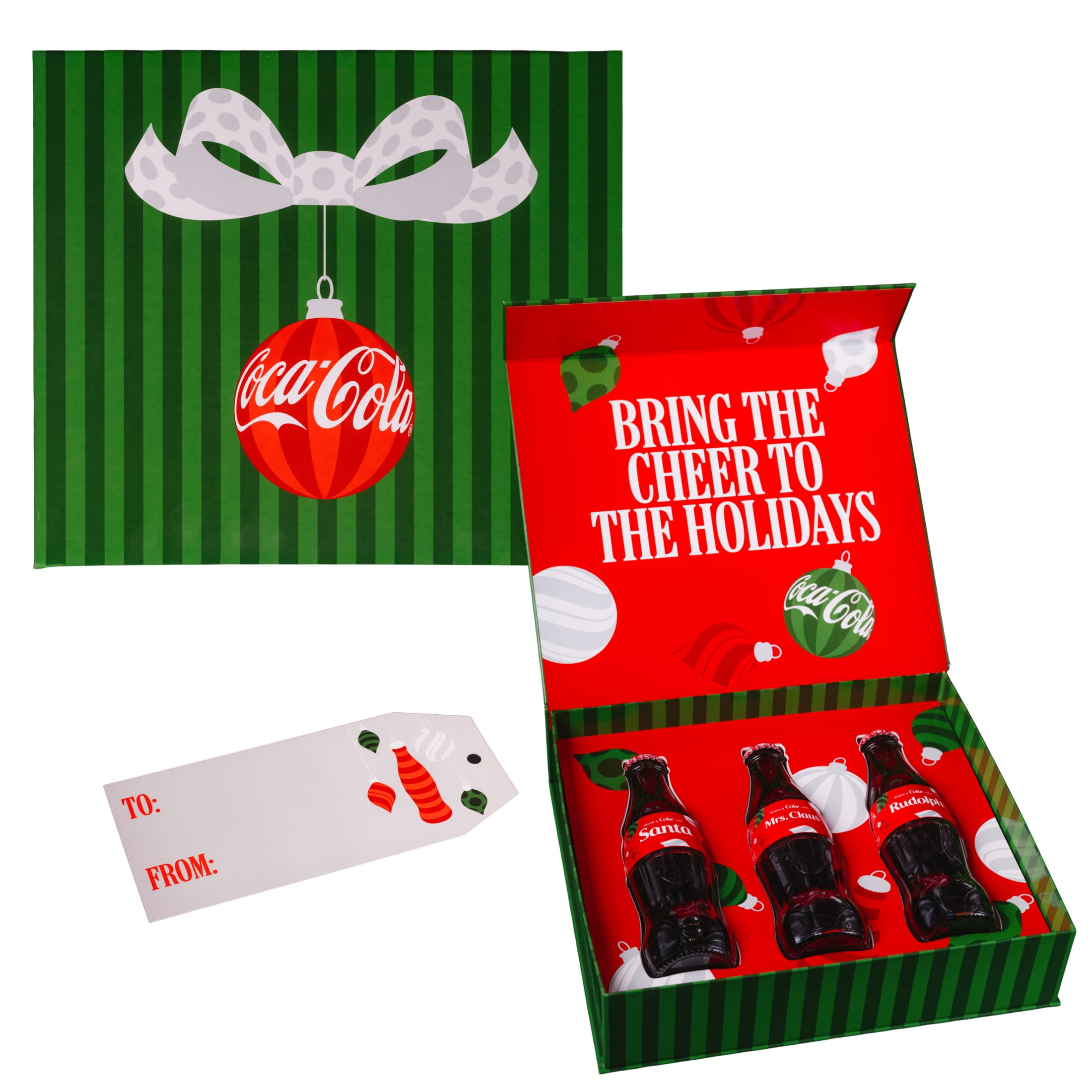 Coca-Cola Holiday Kit Exclusive Glass Bottles with Santa, Mrs
