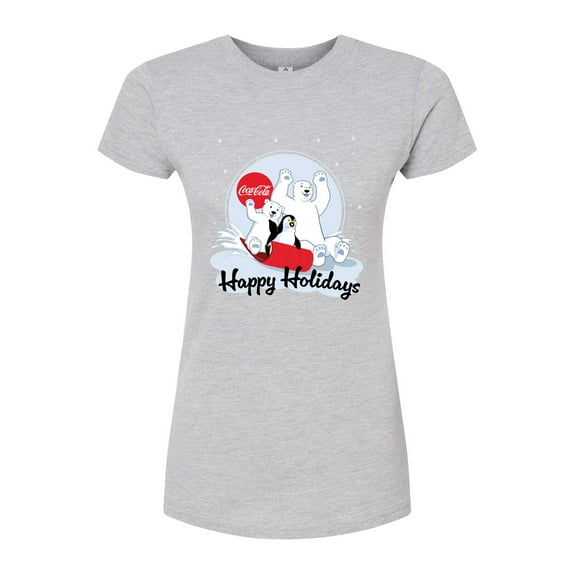 Coca-Cola - Happy Holiday Sled - Juniors Fitted Graphic T-Shirt