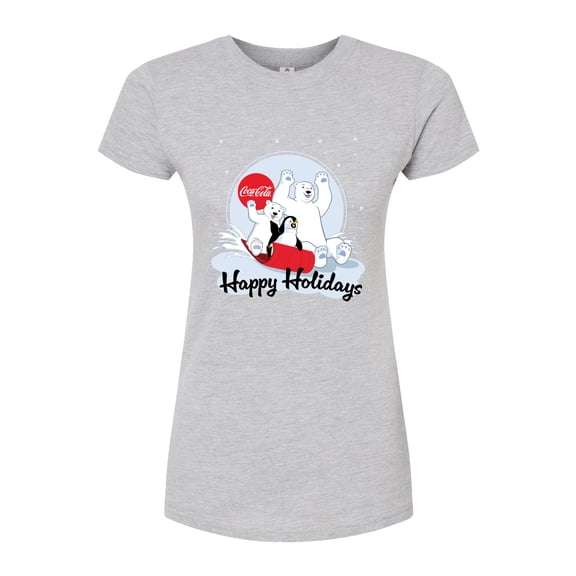 Coca-Cola - Happy Holiday Sled - Juniors Fitted Graphic T-Shirt