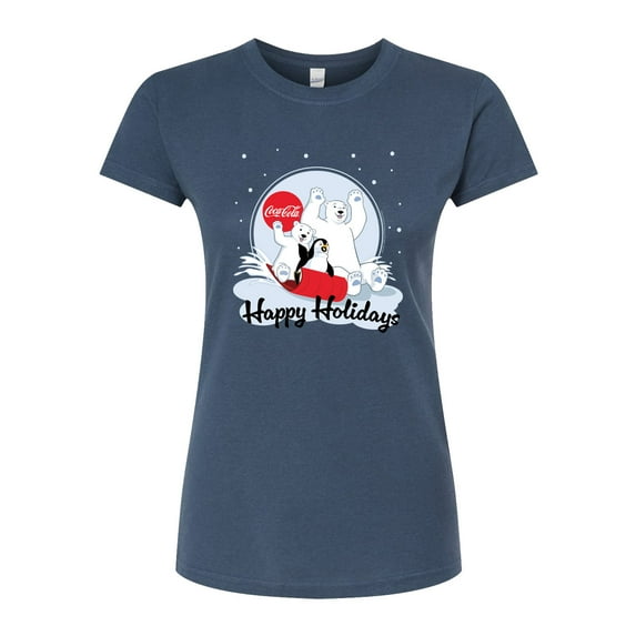 Coca-Cola - Happy Holiday Sled - Juniors Fitted Graphic T-Shirt
