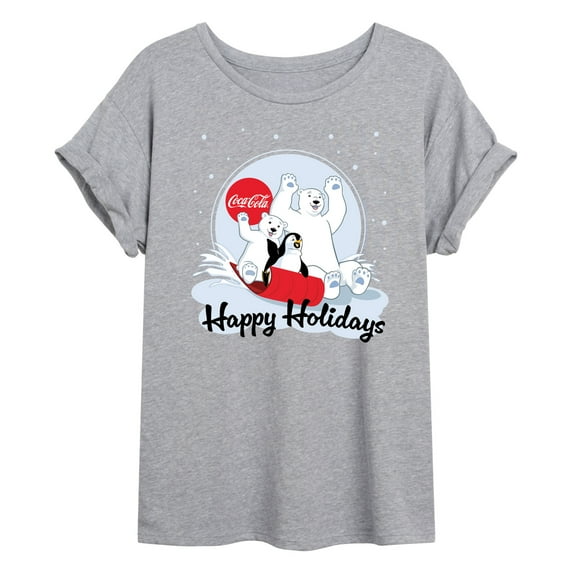 Coca-Cola - Happy Holiday Sled - Juniors Ideal Flowy Muscle T-Shirt