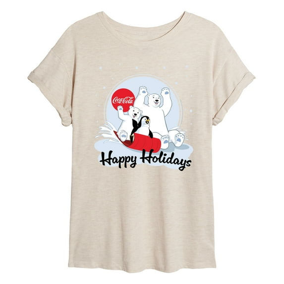 Coca-Cola - Happy Holiday Sled - Juniors Ideal Flowy Muscle T-Shirt
