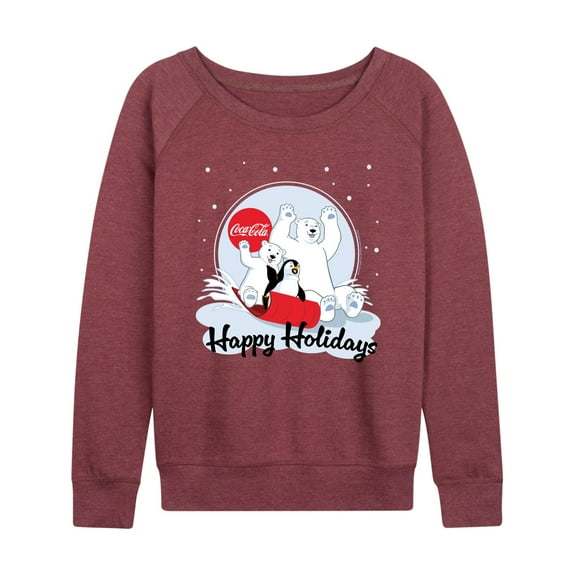 Coca-Cola - Happy Holiday Sled - Women's Lightweight French Terry Long Sleeve Shirt