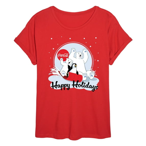 Coca-Cola - Happy Holiday Sled - Women's Oversized Graphic T-Shirt
