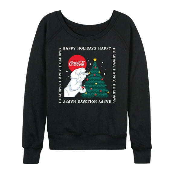 Coca-Cola - Happy Holidays Bears And Tree - Women's French Terry Long Sleeve Pullover