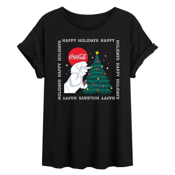 Coca-Cola - Happy Holidays Bears And Tree - Women's Oversized Graphic T-Shirt