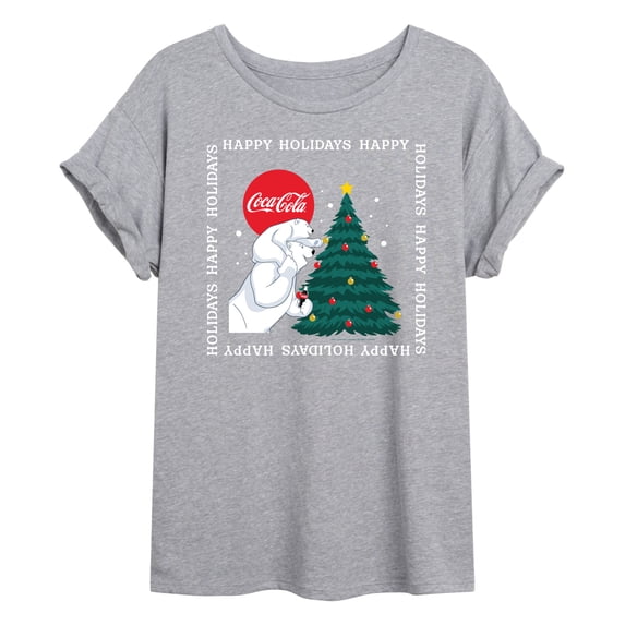 Coca-Cola - Happy Holidays Bears And Tree - Women's Oversized Graphic T-Shirt