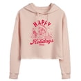 thumbnail image 1 of Coca-Cola - Happy Holidays Coke - Juniors Cropped Long Sleeve Fleece Hoodie, 1 of 4