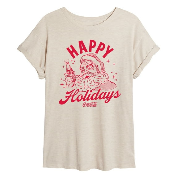 Coca-Cola - Happy Holidays Coke - Women's Oversized Graphic T-Shirt
