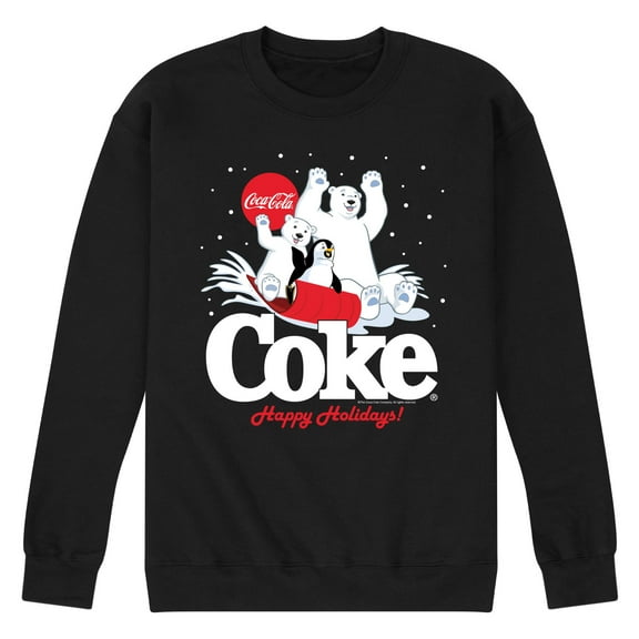 Coca-Cola - Happy Holidays Sledding - Men's Long Sleeve Crew Fleece Sweatshirt