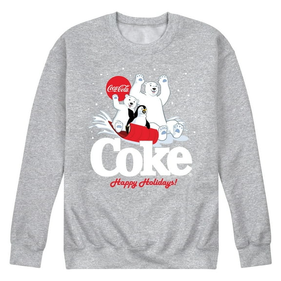 Coca-Cola - Happy Holidays Sledding - Men's Long Sleeve Crew Fleece Sweatshirt