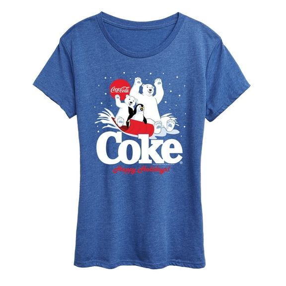 Coca-Cola - Happy Holidays Sledding- Women's Short Sleeve Graphic T-Shirt