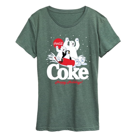 Coca-Cola - Happy Holidays Sledding- Women's Short Sleeve Graphic T-Shirt