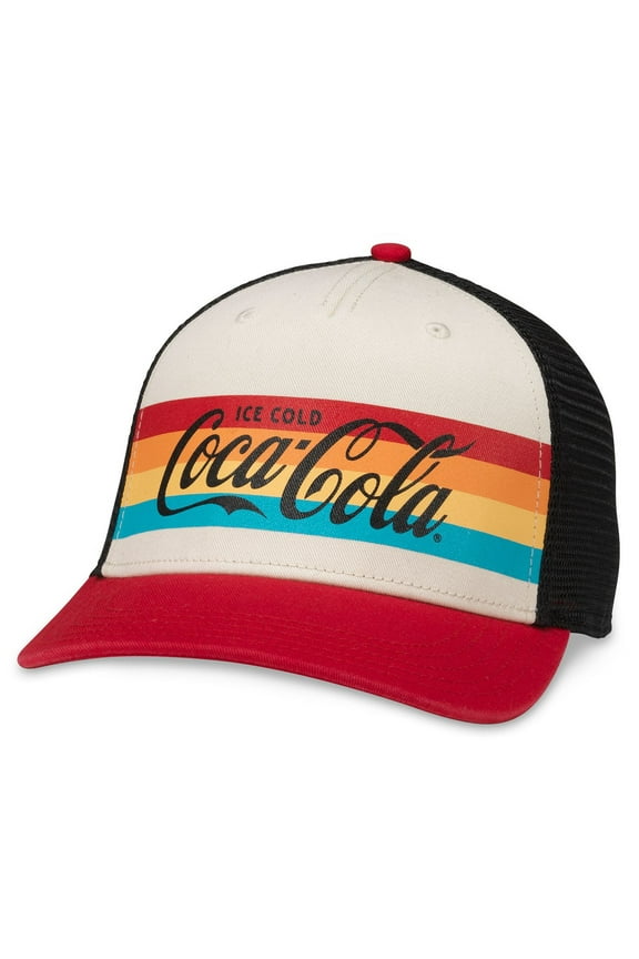 Hats: Ivory/Red/Black Snapback Trucker Hat | Retro Coke