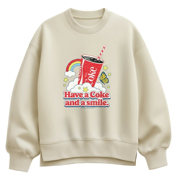Coca-Cola - Have A Coke And A Smile - Ladies Oversized Fleece Crew Sweatshirt