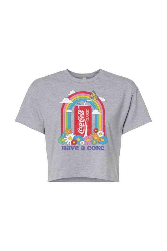 - Have A Coke Rainbow - Juniors Cropped Pullover Hoodie