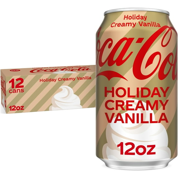 Coca-Cola Holiday Creamy Vanilla Soda Pop Fridge Pack Cans, 12 fl oz, 12 Pack