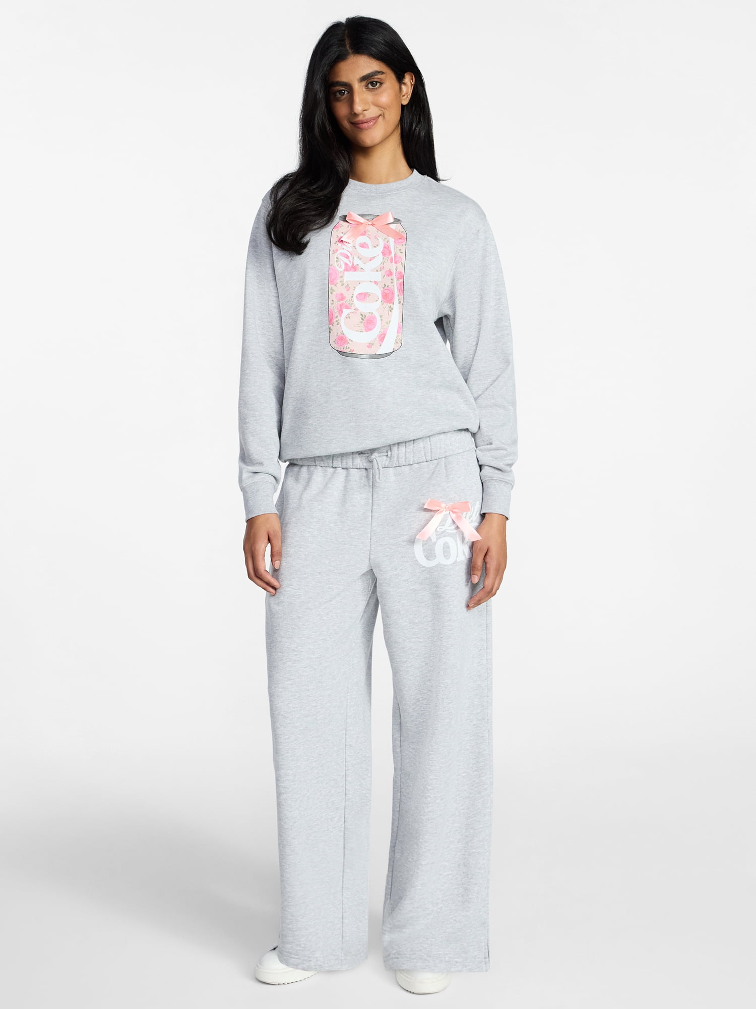 Coca-Cola Women's Diet Coke Floral Graphic Crewneck Sweatshirt, Sizes XXS-XXL