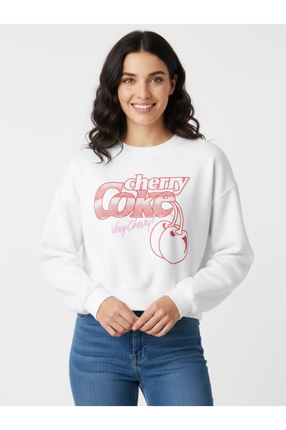 Cherry Coke Women's Cropped Boxy Graphic Sweatshirt, Sizes XXS-XXL