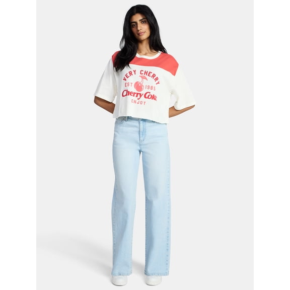 Coca-Cola Women's Very Cherry Skimmer Tee with Short Sleeves, Sizes XXS-XXL