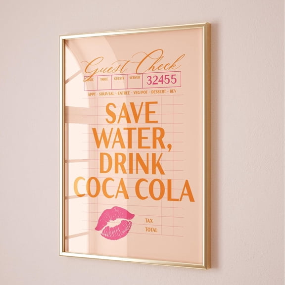 Coca Cola Kitchen Decor Pink Orange College Apartment Poster UNFRAMED PAPER POSTER