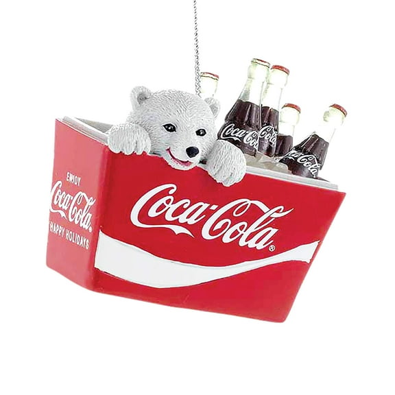 Coca-Cola Kurt Adler 2.75-Inch Polar Bear Cub in Coke Cooler Christmas Ornament Holiday Dcor