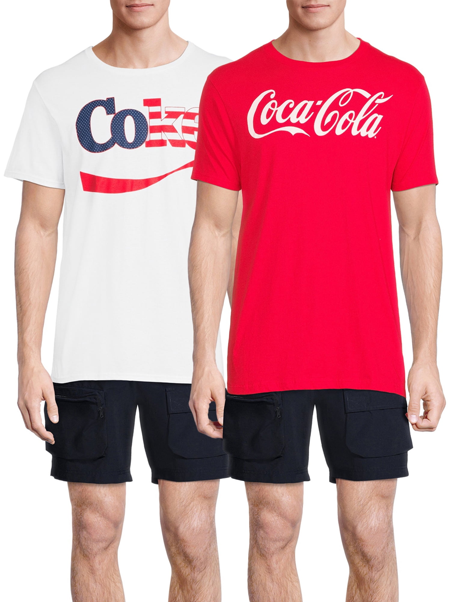Coca-Cola Men's & Big Men's Graphic T-Shirt with Short Sleeves, 2-Pack