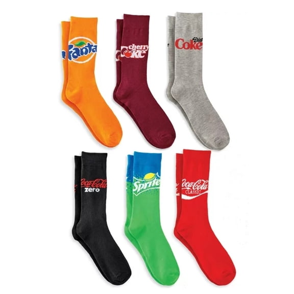Coca-Cola, Men's Crew Socks, Vending Machine Gift Box, 6-Pack, Size 6.5-12