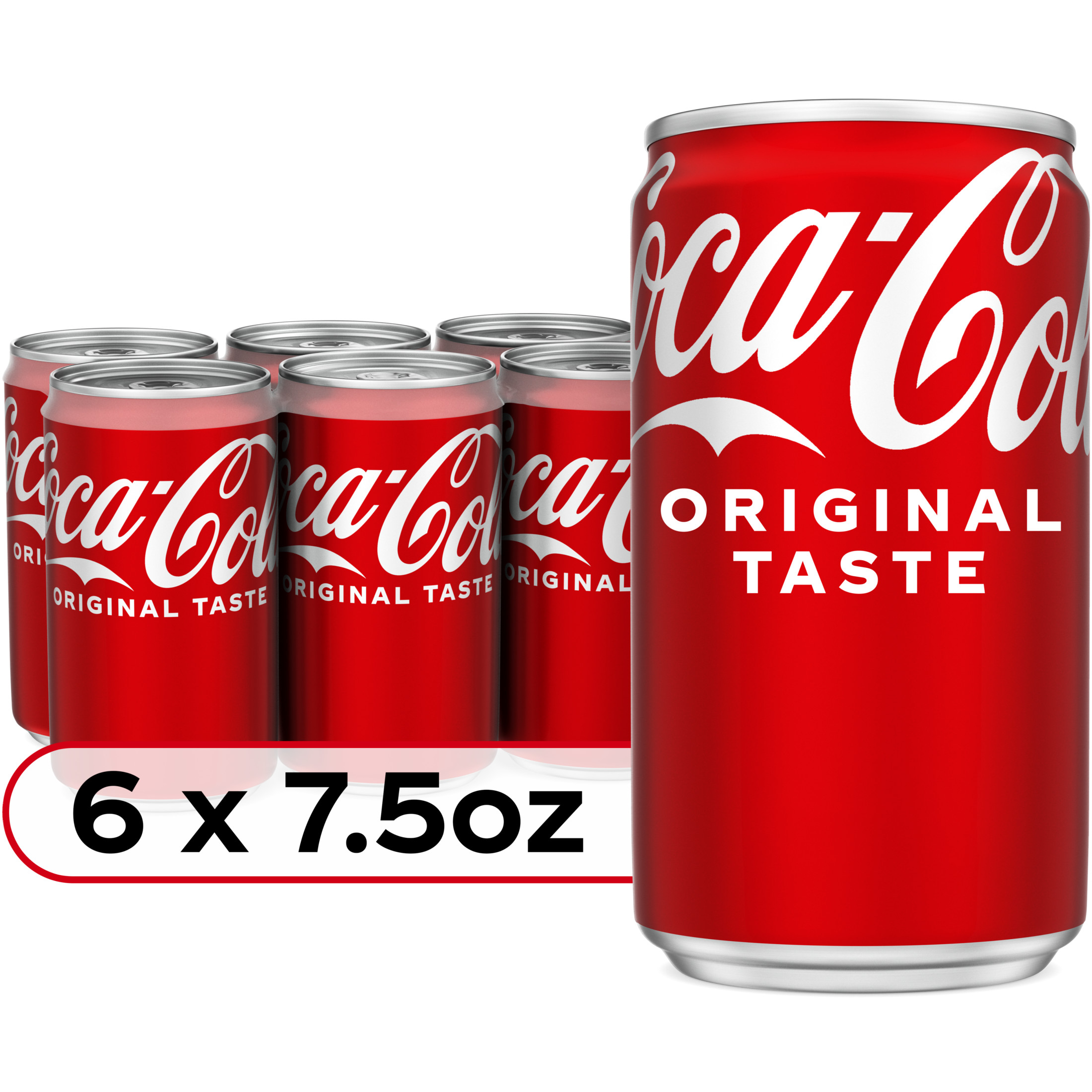 Coca-Cola Mini Soda Pop, 7.5 fl oz Cans, 6 Pack - image 1 of 9