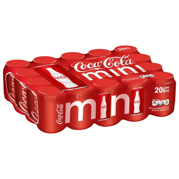 Coca-Cola Mini Soda Pop Soft Drink, 8 fl oz, 20 Pack Cans, Allergens Not Contained