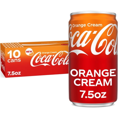 Coca-Cola Orange Cream Soda Pop Fridge Pack Mini Cans, 7.5 fl oz, 10 Pack
