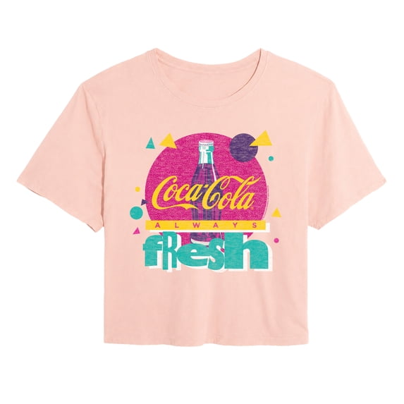 Coca-Cola - Pattern Logo - Juniors Cropped Graphic T-Shirt