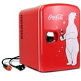 thumbnail interactive-video image 1 of Coca-Cola Polar Bear 4L Mini Cooler Warmer 12V DC and 110V AC Cords, 6 Can Portable Mini Fridge, Personal Travel Refrigerator for  Desk Home Office Dorm, Red, 1 of 12