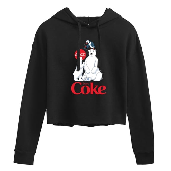 Coca-Cola - Polar Bears And Puffin - Juniors Cropped Long Sleeve Fleece Hoodie