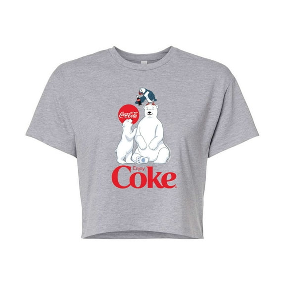 Coca-Cola - Polar Bears And Puffin - Juniors Cropped Short Sleeve Graphic T-Shirt