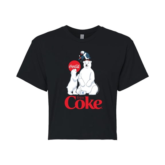 Coca-Cola - Polar Bears And Puffin - Juniors Cropped Short Sleeve Graphic T-Shirt