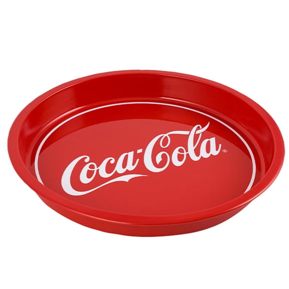 Coca-Cola Red Dish Deep Plate All Metal Tin Storage Container Round Serving Tray 12.25"