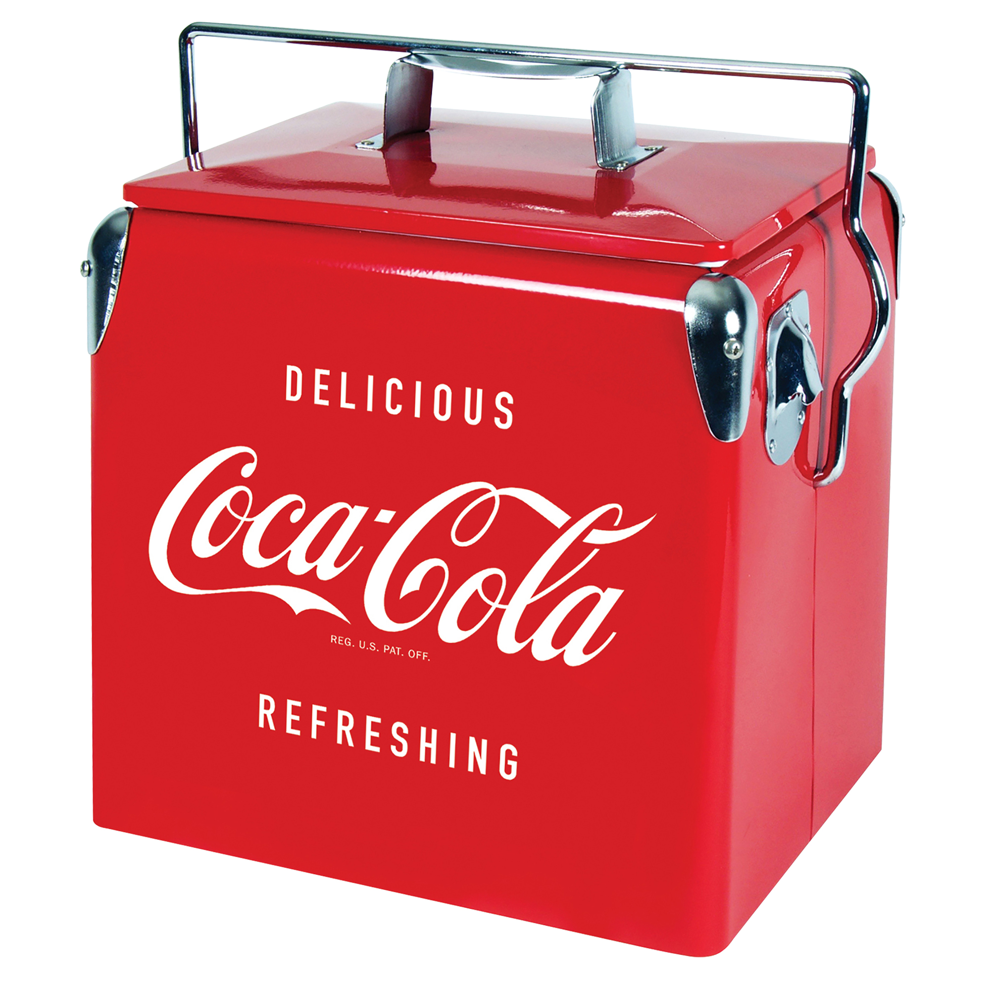 Coca-Cola Retro Portable Ice Chest Cooler with Bottle Opener 13L (14 qt), 18 Can Capacity, Red Vintage Style Ice Bucket for Camping, Beach, Picnic, RV, BBQs, Tailgating, Fishing - image 1 of 7