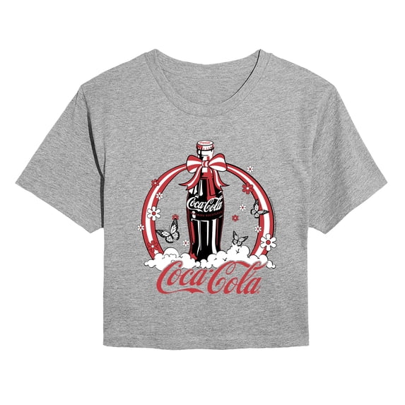 Coca-Cola - Retro Ribbon Bottle - Juniors Cropped Graphic T-Shirt