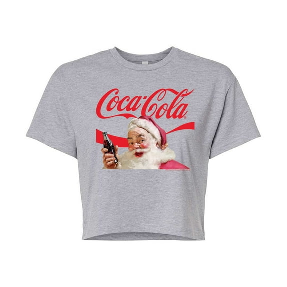 Coca-Cola - Santa Closeup - Juniors Cropped Short Sleeve Graphic T-Shirt