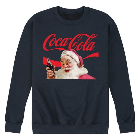 Coca-Cola - Santa Closeup - Men's Long Sleeve Crew Fleece Sweatshirt