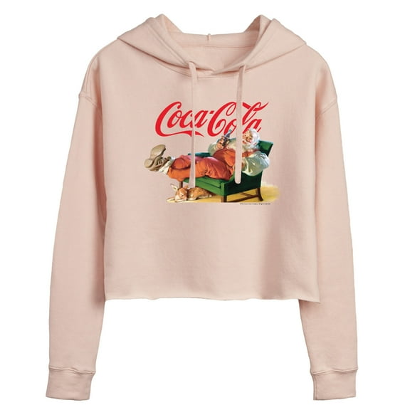 Coca-Cola - Santa Coke - Juniors Cropped Long Sleeve Fleece Hoodie