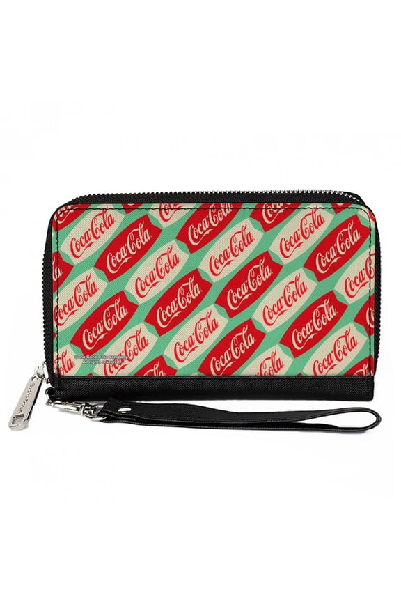 Script Marquee Logo PU Leather Zip Around Wallet