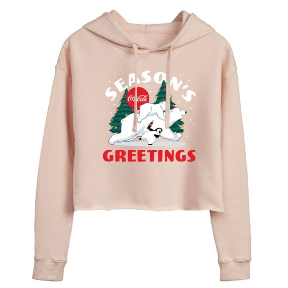 Coca-Cola - Seasons Greetings Polar Bears - Juniors Cropped Pullover Hoodie