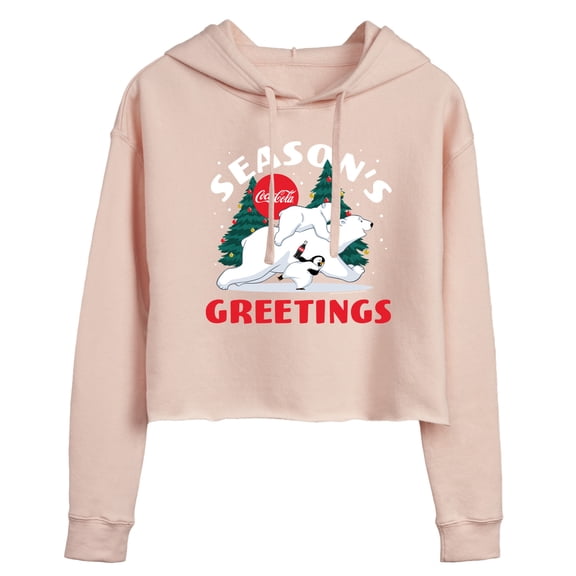 Coca-Cola - Seasons Greetings Polar Bears - Juniors Cropped Pullover Hoodie