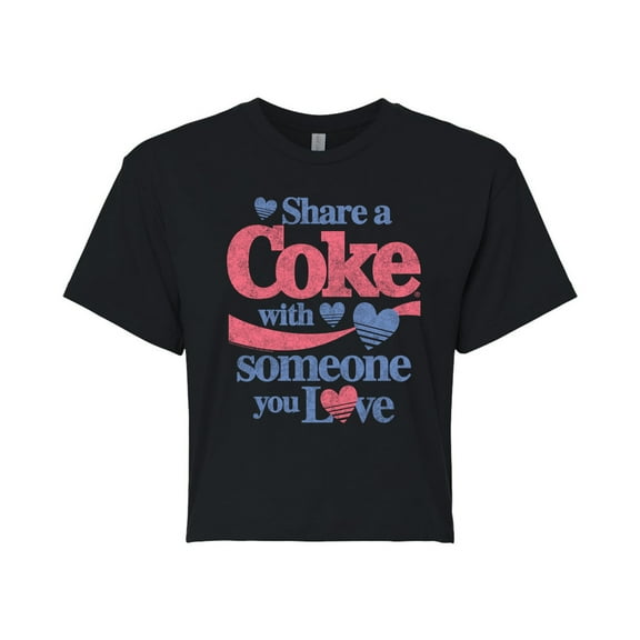 Coca-Cola - Share a Coke Hearts - Juniors Cropped Graphic T-Shirt