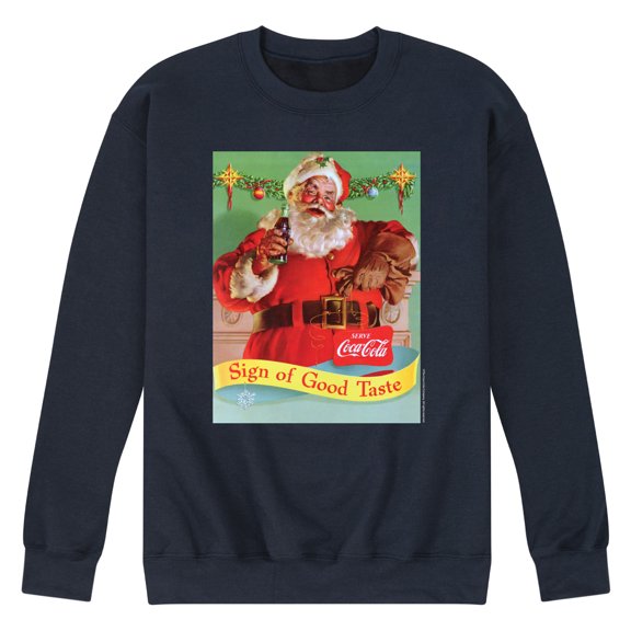 Coca-Cola - Sip Of Good Taste Vintage Coca Cola Santa - Men's Crew Neck Fleece Pullover